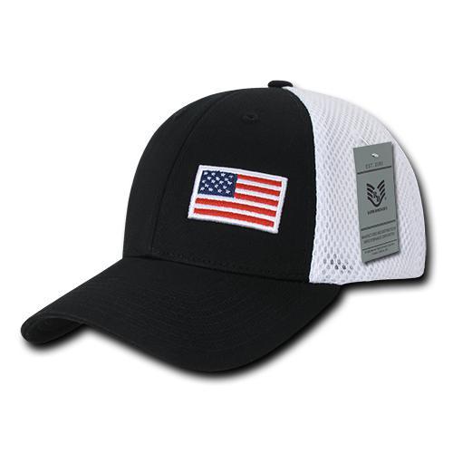Wholesale American USA Flag Aero Foam Flex Hats - A08 - Black