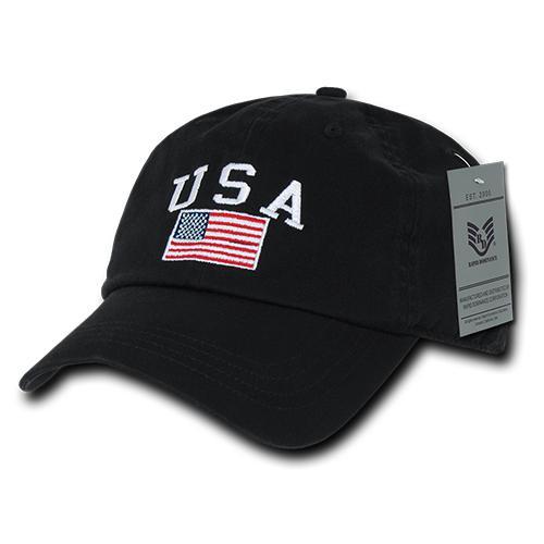 Wholesale Bulk American USA Flag Classic Dad Hat - A032 - Black