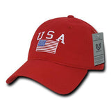 Wholesale Bulk American USA Flag Classic Dad Hat - A032 - Red