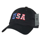 Wholesale Bulk American USA Flag Letters Dad Hat - A033 - Black
