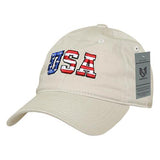 Wholesale Bulk American USA Flag Letters Dad Hat - A033 - Stone