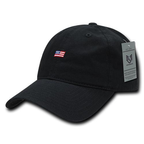 Wholesale Bulk American USA Small Flag Dad Hat - A035 - Black