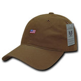 Wholesale Bulk American USA Small Flag Dad Hat - A035 - Coyote