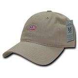 Wholesale Bulk American USA Small Flag Dad Hat - A035 - Khaki