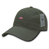 Wholesale Bulk American USA Small Flag Dad Hat - A035 - Olive