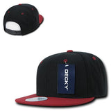 Wholesale Bulk Blank 2-Tone Snapback Flat Bill Hats - Decky 351 - Black/Cardinal