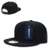Wholesale Bulk Blank 5 Panel Snapback Flat Bill Hats - Decky 333 - Black
