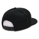 Wholesale Bulk Blank 5 Panel Snapback Flat Bill Hats - Decky 333 - Black