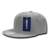 Wholesale Bulk Blank 5 Panel Snapback Flat Bill Hats - Decky 333 - Grey