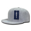 Wholesale Bulk Blank 5 Panel Snapback Flat Bill Hats - Decky 333 - Heather Grey