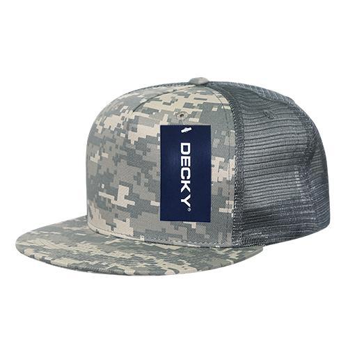 Wholesale Bulk Blank 5 Panel Trucker Mesh Snapback Hat  - Decky 1040 - ACU Camo