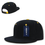 Wholesale Bulk Blank Accent Flat Bill Snapback Hats - Decky 1104 - Black/Gold