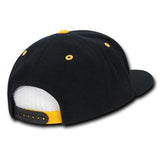 Wholesale Bulk Blank Accent Flat Bill Snapback Hats - Decky 1104 - Black/Gold