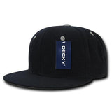 Wholesale Bulk Blank Accent Flat Bill Snapback Hats - Decky 1104 - Black/Grey