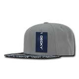 Wholesale Blank Bandana Flat Bill Snapback Hats - Decky 1093 - Grey/Black