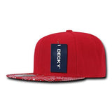 Wholesale Blank Bandana Flat Bill Snapback Hats - Decky 1093 - Red/Red