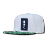 Wholesale Blank Bandana Flat Bill Snapback Hats - Decky 1093 - White/Kelly Green