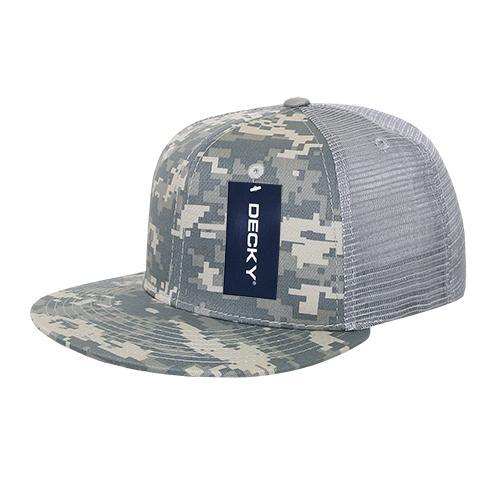 Wholesale Bulk Blank Camo Snapback Trucker Mesh Flat Bill Hats - Decky 1055 - ACU Camo