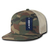 Wholesale Bulk Blank Camo Snapback Trucker Mesh Flat Bill Hats - Decky 1055 - Woodland Camo/Woodland Camo/Khaki