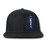 Wholesale Bulk Blank Denim Snapback Flat Bill Hats - Decky 1090 - Black
