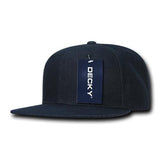 Wholesale Bulk Blank Denim Snapback Flat Bill Hats - Decky 1090 - Dark Blue