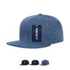 Wholesale Bulk Blank Denim Snapback Flat Bill Hats - Decky 1090