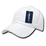 Wholesale Bulk Blank Fitted Distressed Polo Dad Hats - Decky 860 - White