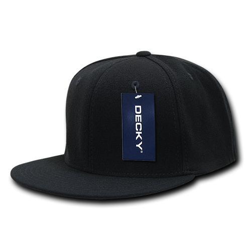 Wholesale Bulk Blank Flex Snapback Flat Bill Hats - Decky 873 - Black