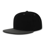 Wholesale Bulk Blank Kids' Youth Flat Bill Snapback Hats - Decky 7011 - Black/Charcoal