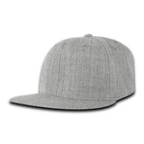 Wholesale Bulk Blank Kids' Youth Flat Bill Snapback Hats - Decky 7011 - Heather Grey