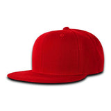 Wholesale Bulk Blank Kids' Youth Flat Bill Snapback Hats - Decky 7011 - Red