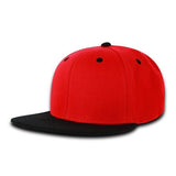 Wholesale Bulk Blank Kids' Youth Flat Bill Snapback Hats - Decky 7011 - Red/Black
