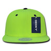 Wholesale Bulk Blank Neon Snapback Flat Bill Hat - Decky 1077 - Neon Yellow