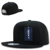 Wholesale Bulk Blank Snapback Flat Bill Cotton Hats - Decky 361 - Black