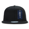 Wholesale Bulk Blank Snapback Flat Bill Cotton Hats - Decky 361 - Black
