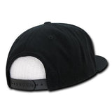 Wholesale Bulk Blank Snapback Flat Bill Hats - Decky 350 - Black