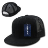 Wholesale Bulk Blank Terry Trucker Flat Bill Snapback Hats - Decky 1081 - Black