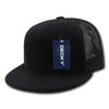 Wholesale Bulk Blank Terry Trucker Flat Bill Snapback Hats - Decky 1081 - Black