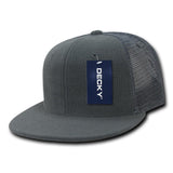 Wholesale Bulk Blank Terry Trucker Flat Bill Snapback Hats - Decky 1081 - Dark Grey