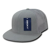 Wholesale Bulk Blank Terry Trucker Flat Bill Snapback Hats - Decky 1081 - Light Grey