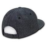 Wholesale Bulk Blank Washed Denim Snapback Flat Bill Hats - Decky 1094 - Black - Picture 5 of 9