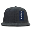 Wholesale Bulk Blank Washed Denim Snapback Flat Bill Hats - Decky 1094 - Black