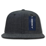 Decky 1094 - Washed Denim Snapback Hat, 6 Panel Denim Flat Bill Cap - Picture 6 of 9