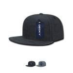 Decky 1094 - Washed Denim Snapback Hat, 6 Panel Denim Flat Bill Cap - Picture 1 of 9