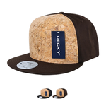 Decky 354 - Cork Snapback Hat, 6 Panel Flat Bill Cap - Picture 1 of 8