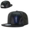 Wholesale Bulk Faux Leather Flat Bill Snapback Cap - Decky 1103 - Black