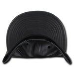 Decky 1103 - Faux Leather Snapback Hat, 6 Panel Flat Bill Cap