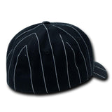 Wholesale Bulk Fitted Pin Stripe Baseball Hats - Decky 403 - Black