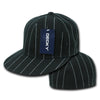 Wholesale Bulk Fitted Pin Stripe Flat Bill Snapback Hats - Decky RP3 - Black