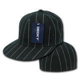 Wholesale Bulk Fitted Pin Stripe Flat Bill Snapback Hats - Decky RP3 - Black